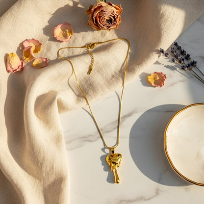 18K Gold Plated Melted Heart Pendant Necklace