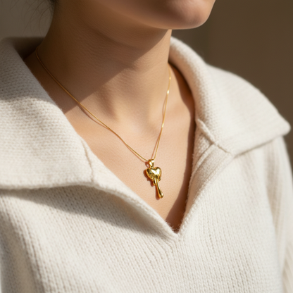 18K Gold Plated Melted Heart Pendant Necklace