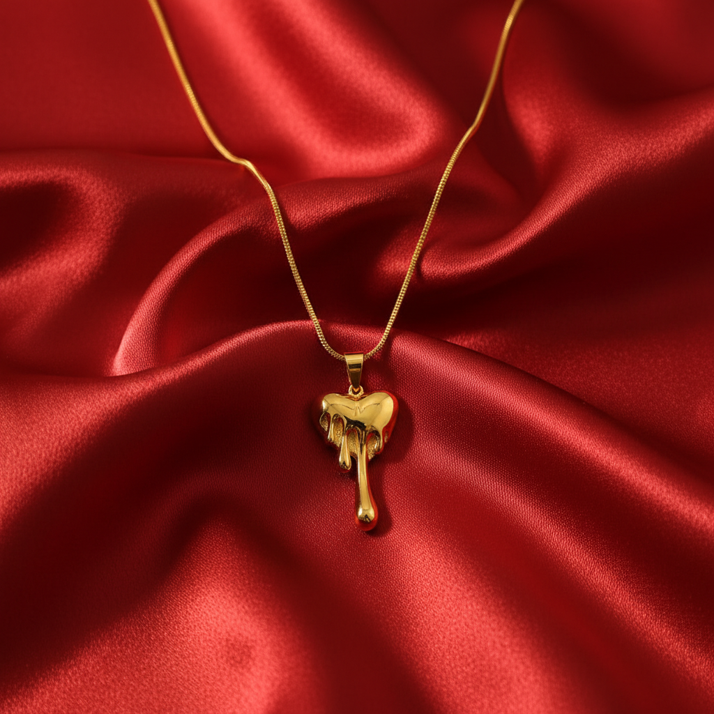 18K Gold Plated Melted Heart Pendant Necklace