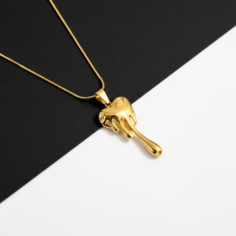 18K Gold Plated Melted Heart Pendant Necklace