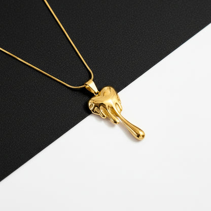 18K Gold Plated Melted Heart Pendant Necklace