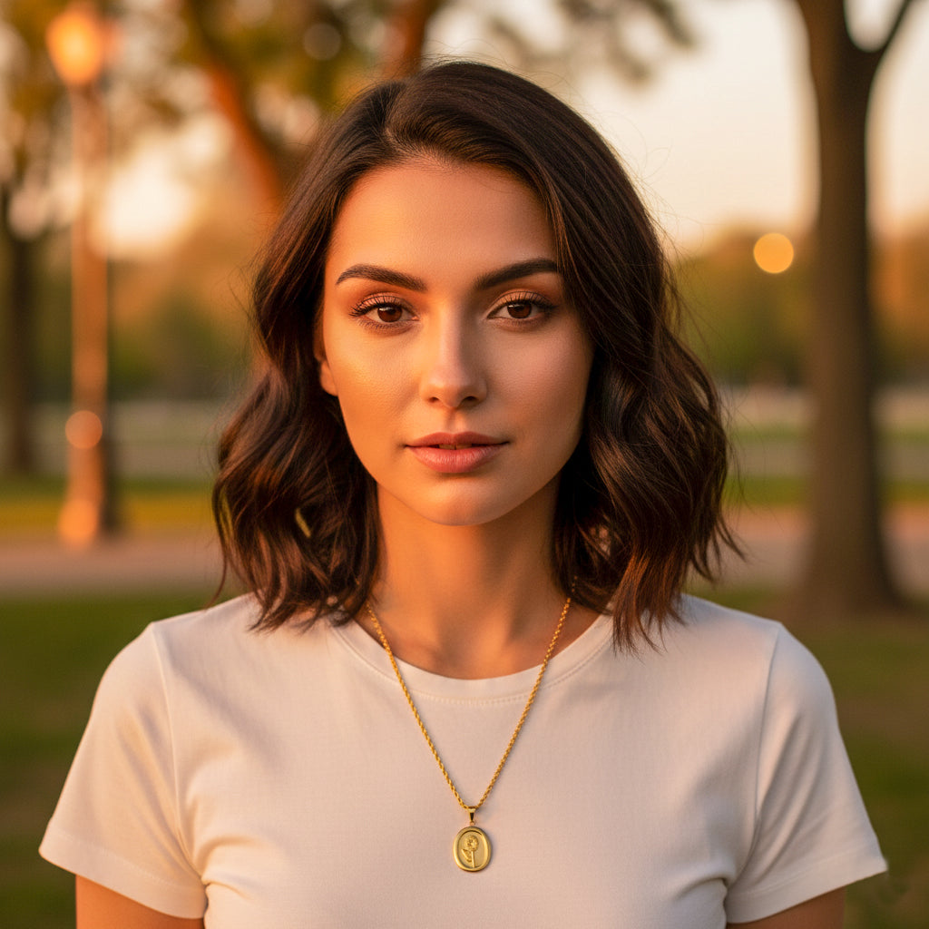 18K Gold Plated Sunflower Pendant Necklace