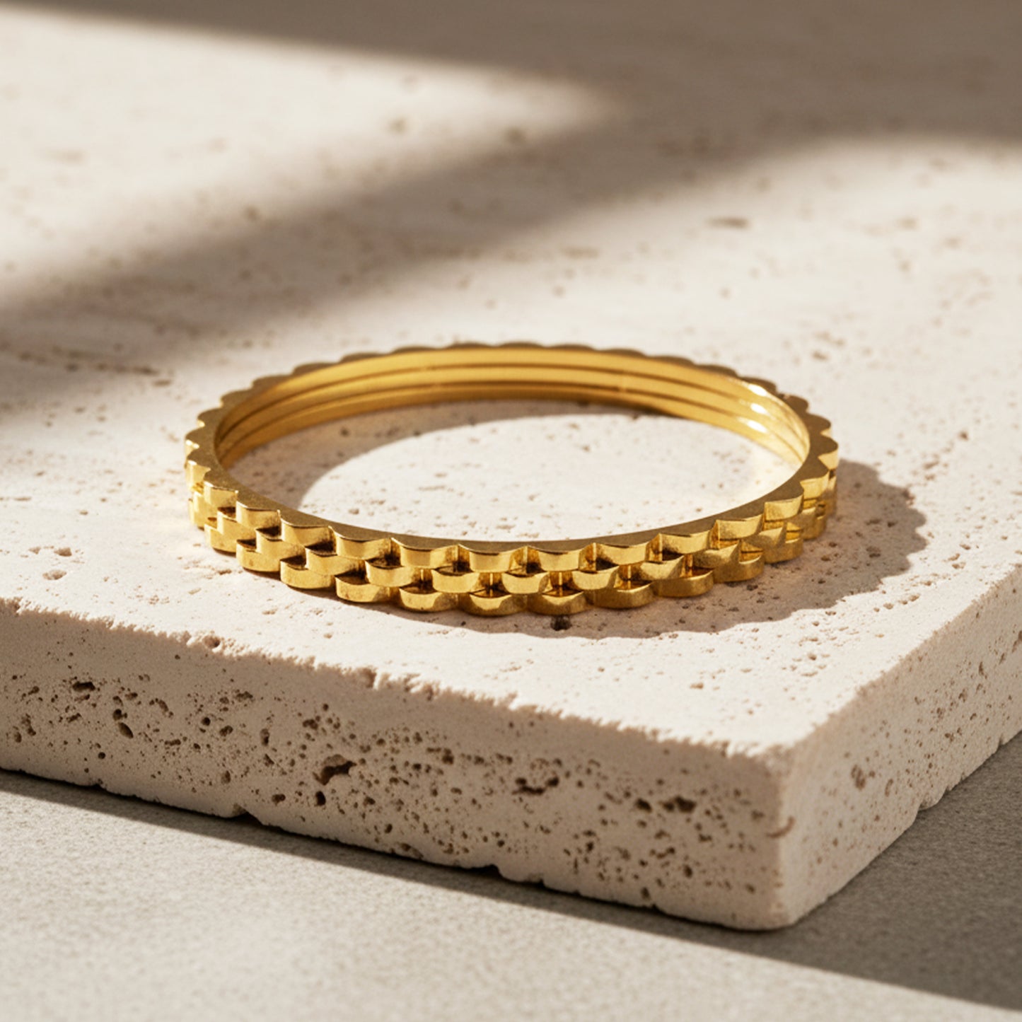 18K Gold Plated Textured Stacked Kada Bracelet for Women | Zytoon