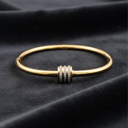 18K Gold Plated Triple Band CZ Bangle Bracelet for Women by Zytoon