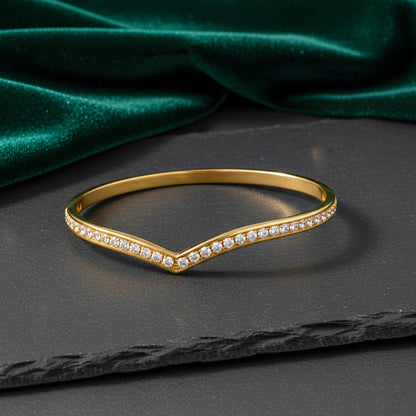 18K Gold Plated V-Shape CZ Bangle Bracelet for Women | Zytoon