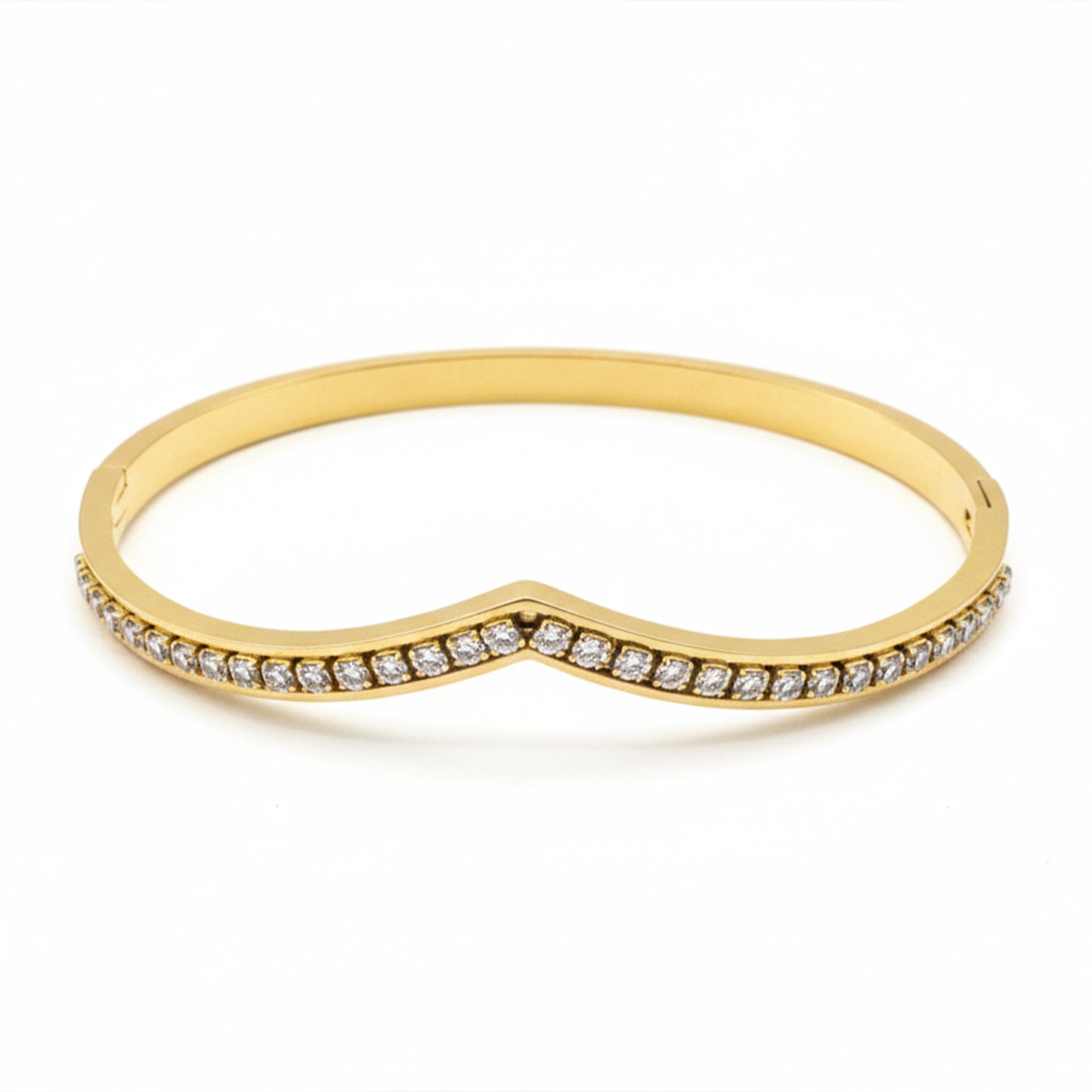 18K Gold Plated V-Shape CZ Bangle Bracelet for Women | Zytoon