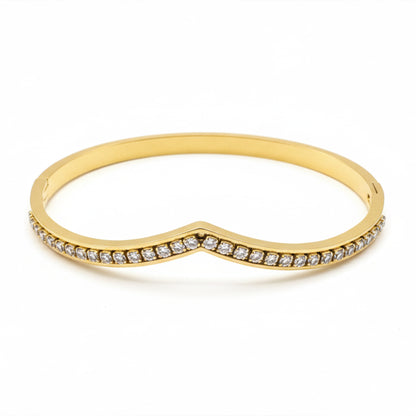 18K Gold Plated V-Shape CZ Bangle Bracelet for Women | Zytoon