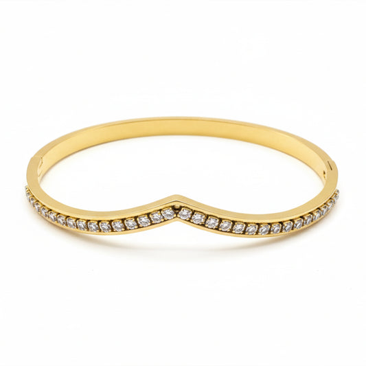 18K Gold Plated V-Shape CZ Bangle Bracelet for Women | Zytoon