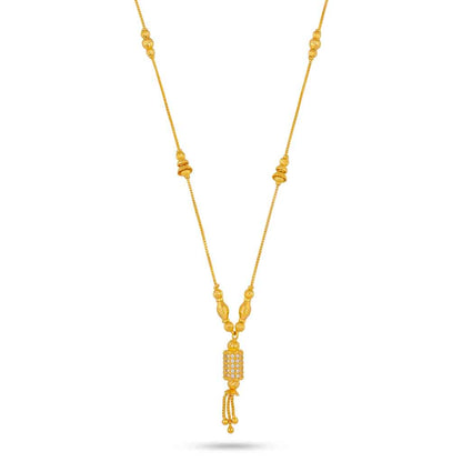 22K Gold Plated Traditional Mangalsutra Style Necklace for Women | Textured Beadwork Chain with Tassel Pendant | Ethnic Jewellery