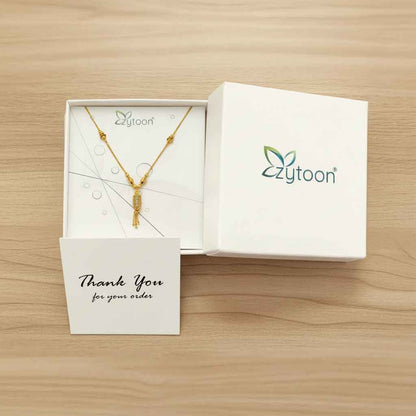 22K Gold Plated Traditional Mangalsutra Style Necklace for Women | Textured Beadwork Chain with Tassel Pendant | Ethnic Jewellery