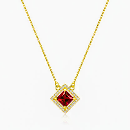 22K Gold Plated Green Stone Pendant Necklace for Women | CZ Studded Square Pendant | Elegant Minimal Jewellery