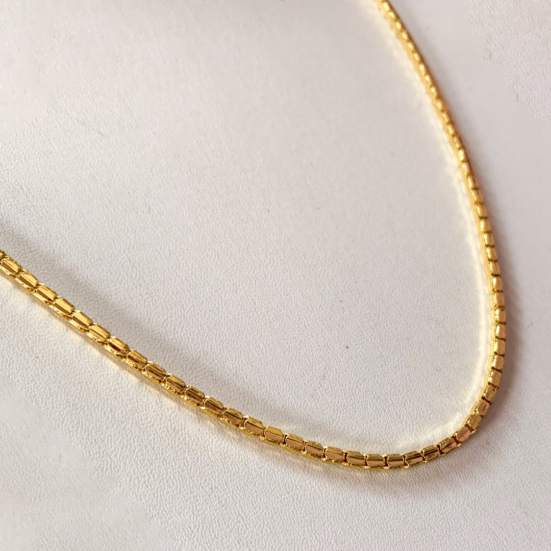 22K gold-plated box chain necklace with a sleek and timeless design – 60 cm long, perfect for men and women