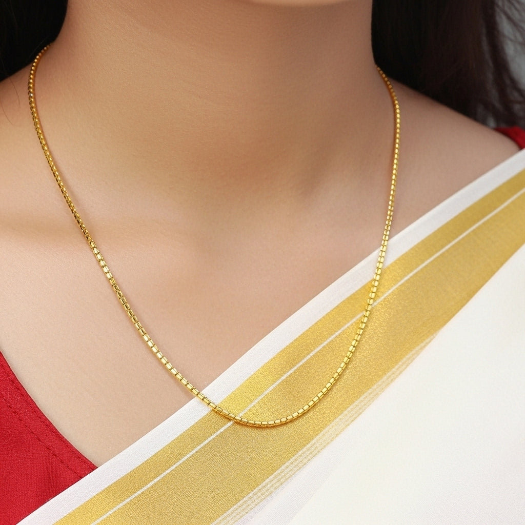 22K gold-plated box chain necklace with a sleek and timeless design – 60 cm long, perfect for men and women