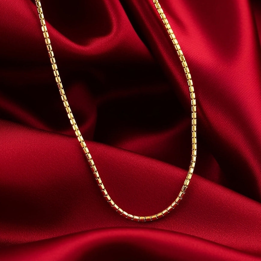 22K gold-plated box chain necklace with a sleek and timeless design – 60 cm long, perfect for men and women