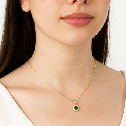 22K Gold Plated AD Halo Pendant Necklace