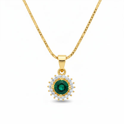 22K Gold Plated AD Halo Pendant Necklace