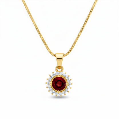 22K Gold Plated AD Halo Pendant Necklace