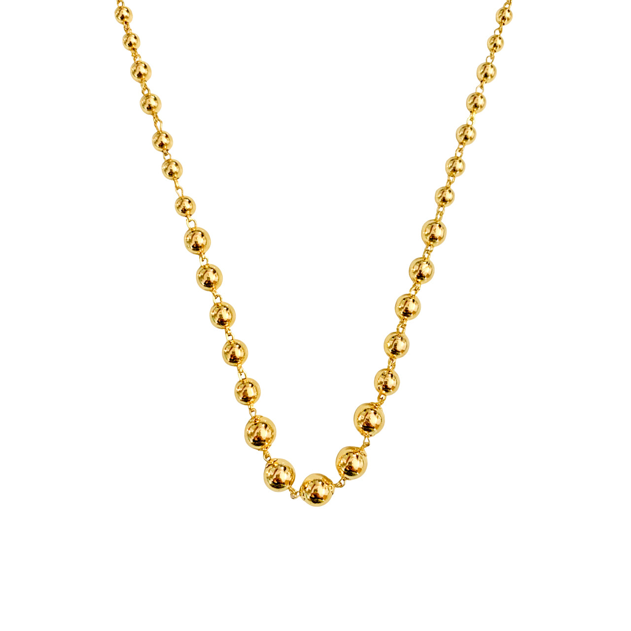 22K Gold Plated Beaded Chain Necklace – Lightweight Fashion Jewellery