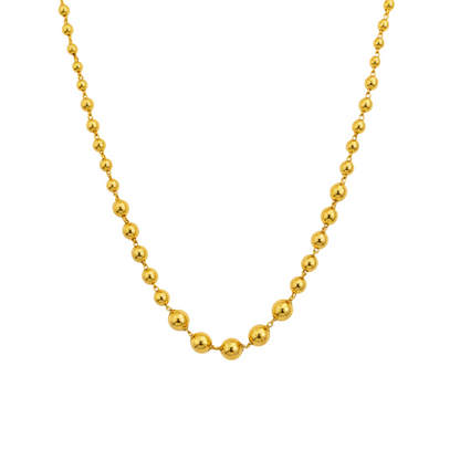 22K Gold Plated Beaded Chain Necklace – Lightweight Fashion Jewellery