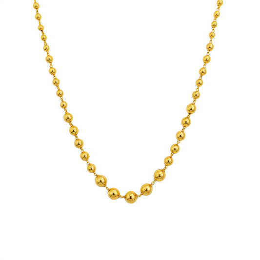 22K Gold Plated Beaded Chain Necklace – Lightweight Fashion Jewellery