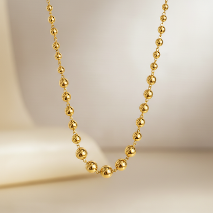 22K Gold Plated Beaded Chain Necklace – Lightweight Fashion Jewellery