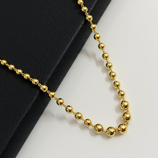 22K Gold Plated Beaded Chain Necklace – Lightweight Fashion Jewellery