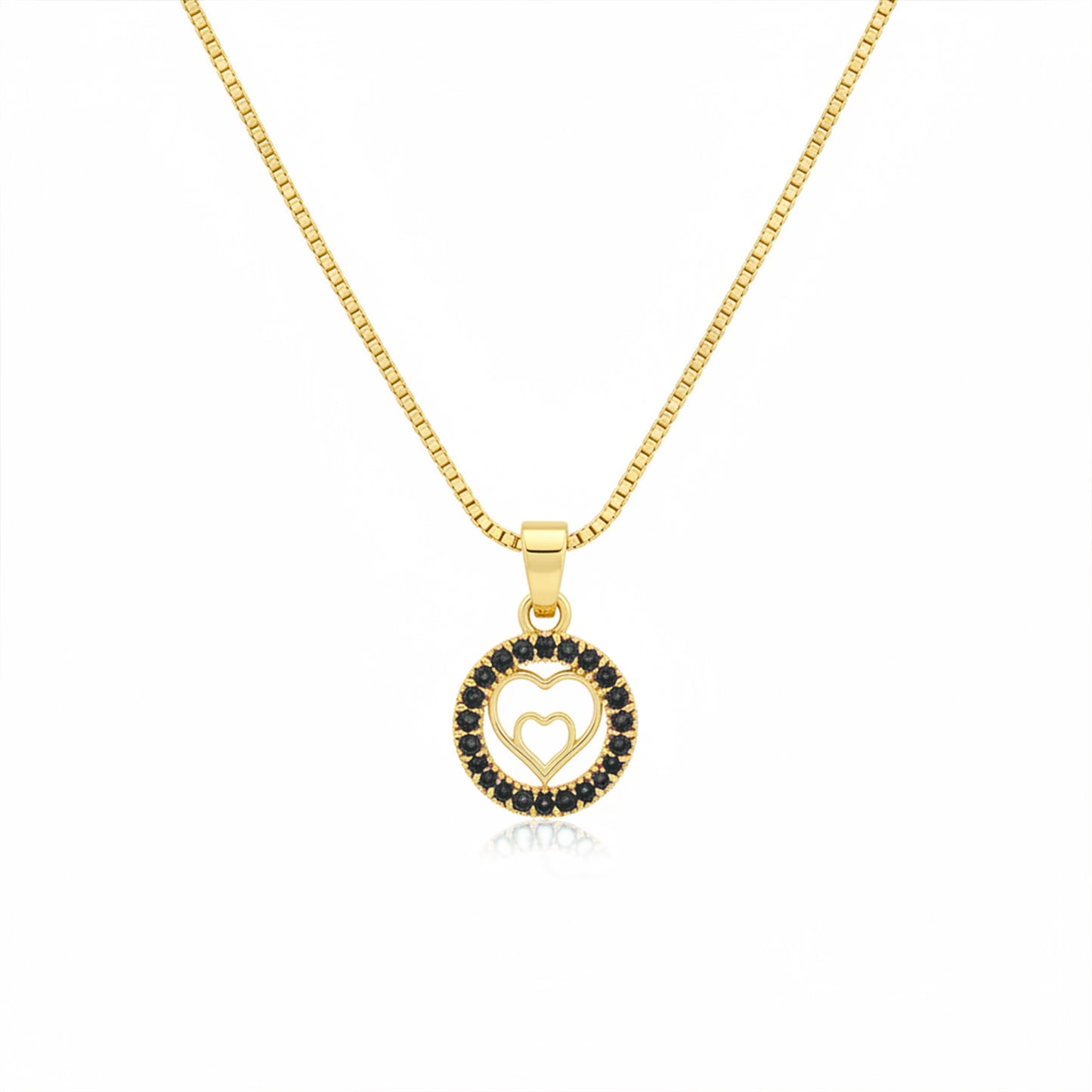 22K Gold Plated Pink Heart Halo Pendant Necklace