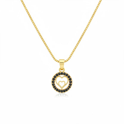 22K Gold Plated Pink Heart Halo Pendant Necklace