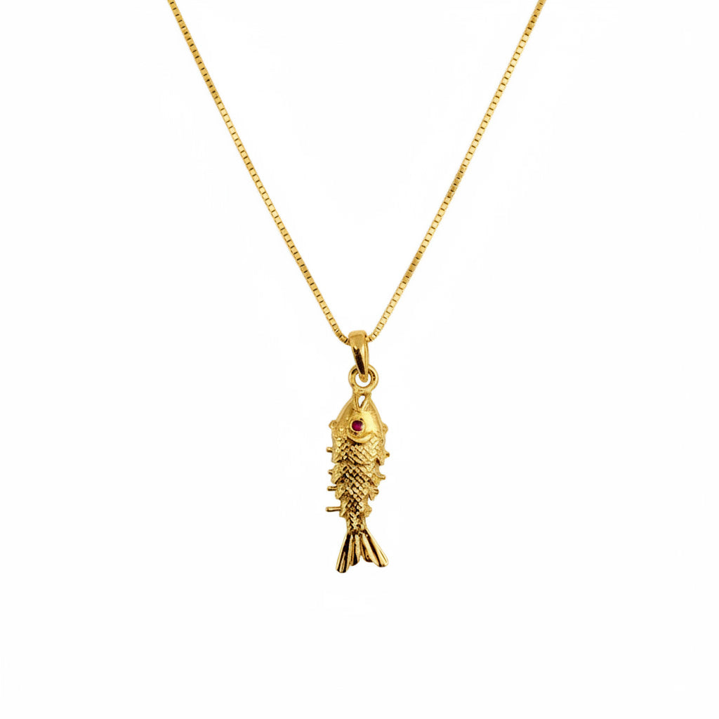 22K Gold Plated Fish Pendant Necklace | Minimal Jewellery