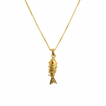 22K Gold Plated Fish Pendant Necklace | Minimal Jewellery