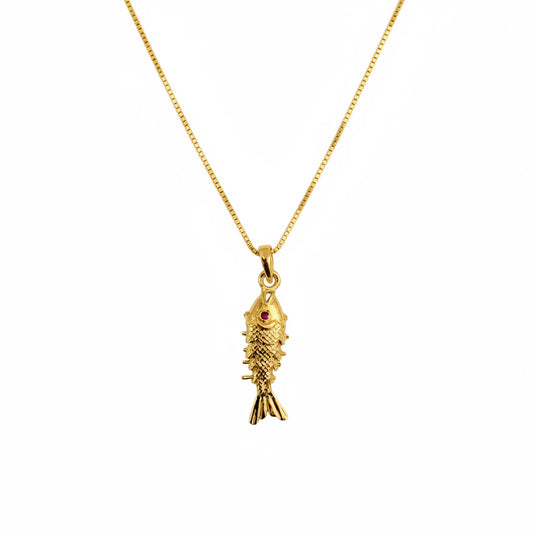 22K Gold Plated Fish Pendant Necklace | Minimal Jewellery