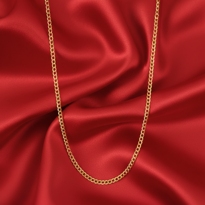22K Gold Plated Oval Link Chain Necklace 60cm for Women