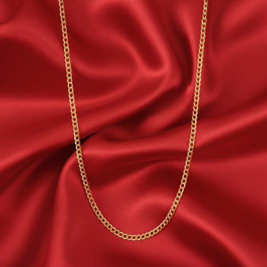 22K Gold Plated Oval Link Chain Necklace 60cm for Women