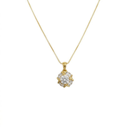 22K Gold Plated White Crystal Pendant Necklace for Women