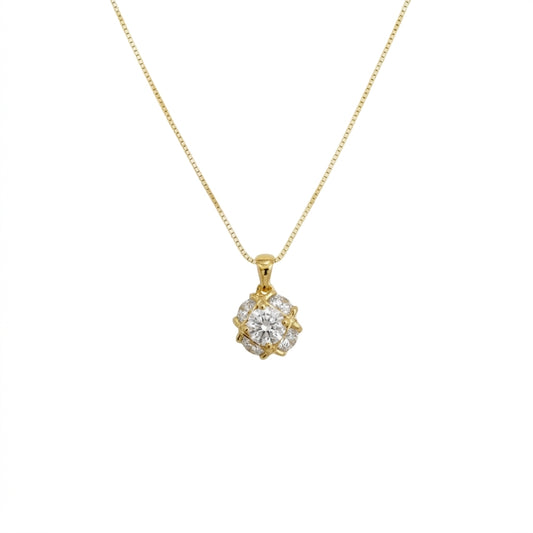 22K Gold Plated White Crystal Pendant Necklace for Women