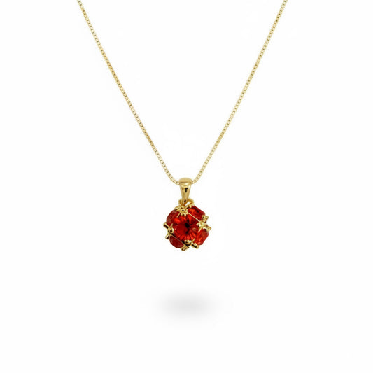 22K Gold Plated Red Crystal Pendant Necklace for Women
