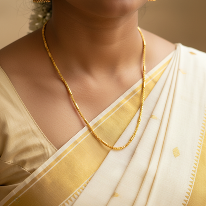 22K Gold-Plated Venetian Box Chain Necklace 60cm for Women