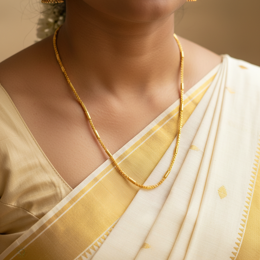 22K Gold-Plated Venetian Box Chain Necklace 60cm for Women