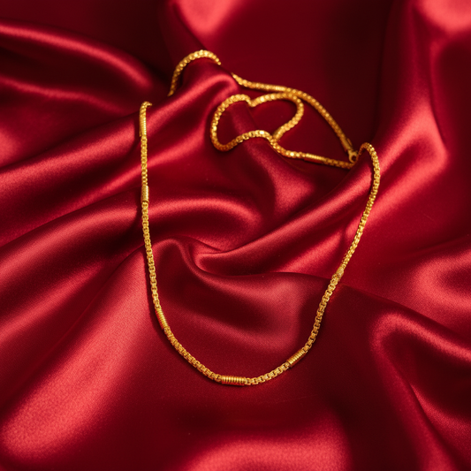 22K Gold-Plated Venetian Box Chain Necklace 60cm for Women