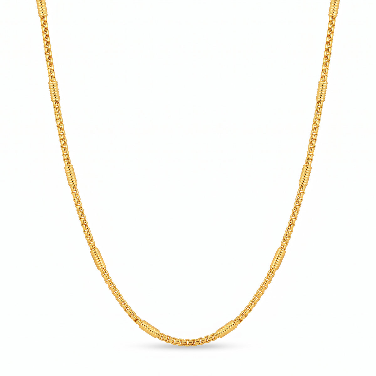 22K Gold-Plated Venetian Box Chain Necklace 60cm for Women