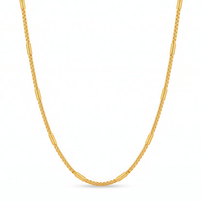 22K Gold-Plated Venetian Box Chain Necklace 60cm for Women