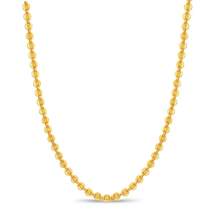 Gold-Plated Chain Necklace, Puff Marine Link Design, 24K Gold Finish