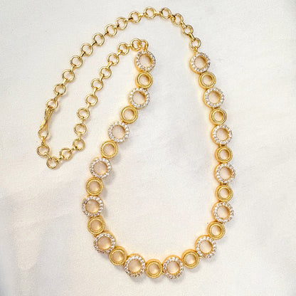 Zytoon Elegant Gold-Plated Circle Link Necklace for Women | Sparkling AD Stone Circle Design | Lightweight Traditional & Western Wear Jewelry