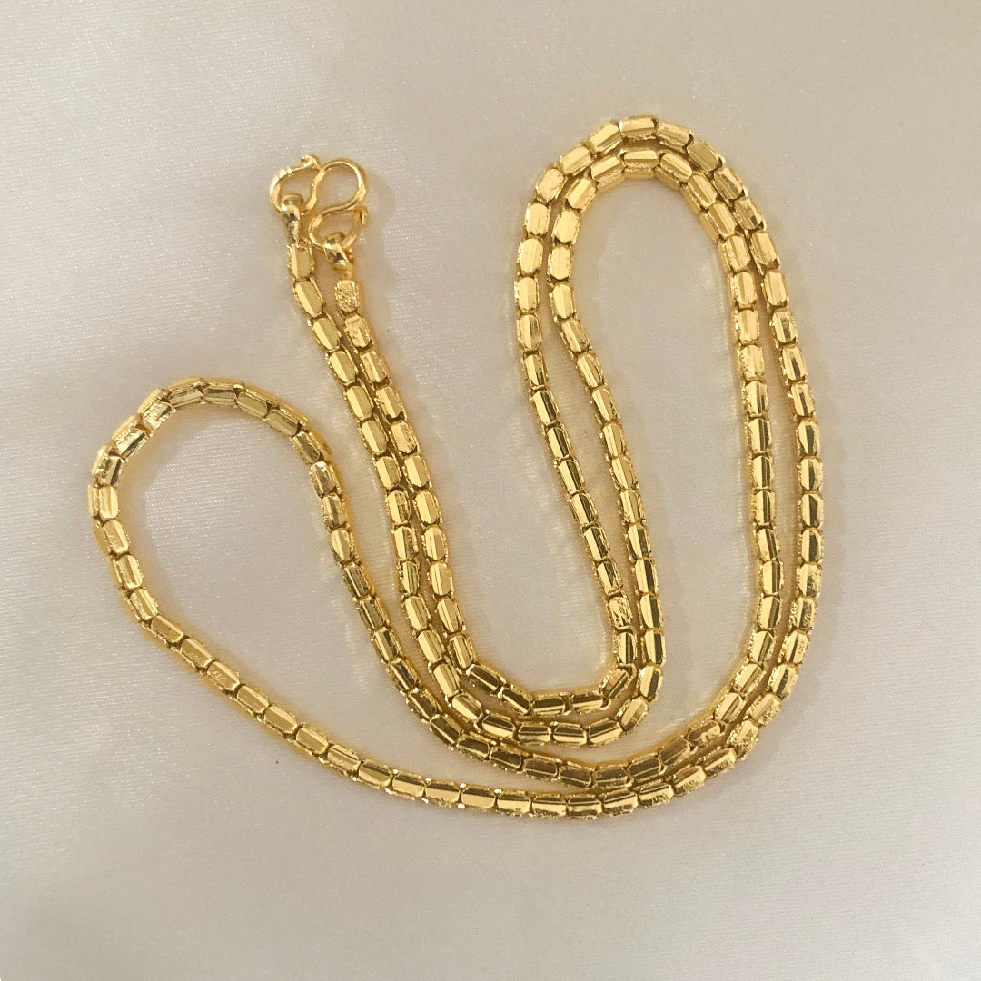Classic style 22K gold-plated box chain necklace – durable and stylish everyday accessory, 60 cm length