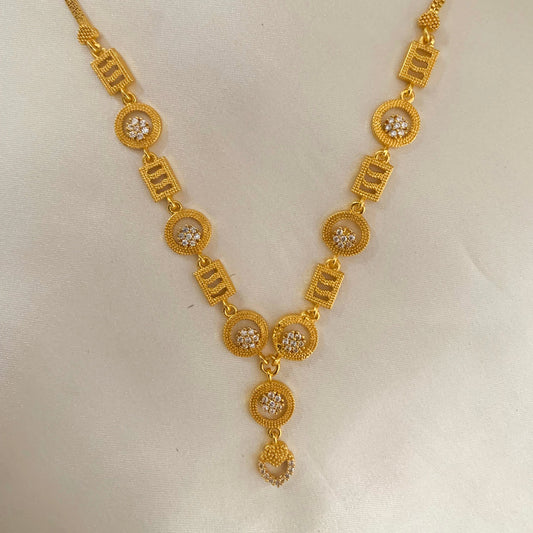 Contemporary CZ drop necklace in gold-plated finish – chic geometric design for fashionable everyday looks