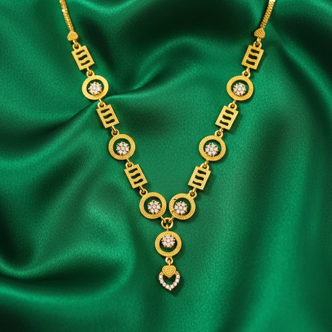 Gold-Plated Geometric CZ Drop Necklace
