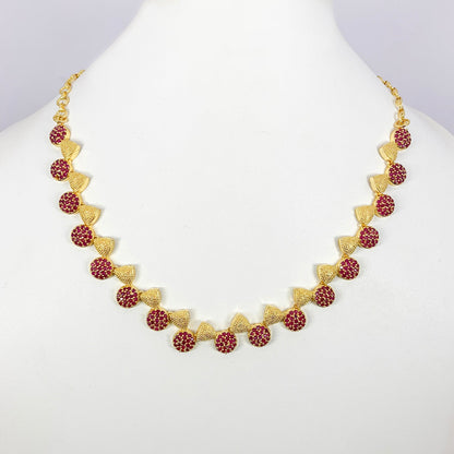Delicate gold-plated necklace featuring a ruby stone bow design – perfect for gifting or graceful everyday wear