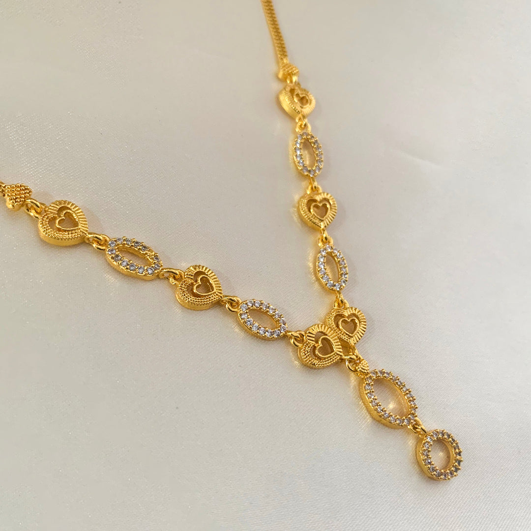 Delicate gold-plated necklace with sparkling AD stones – elegant and lightweight jewelry for women