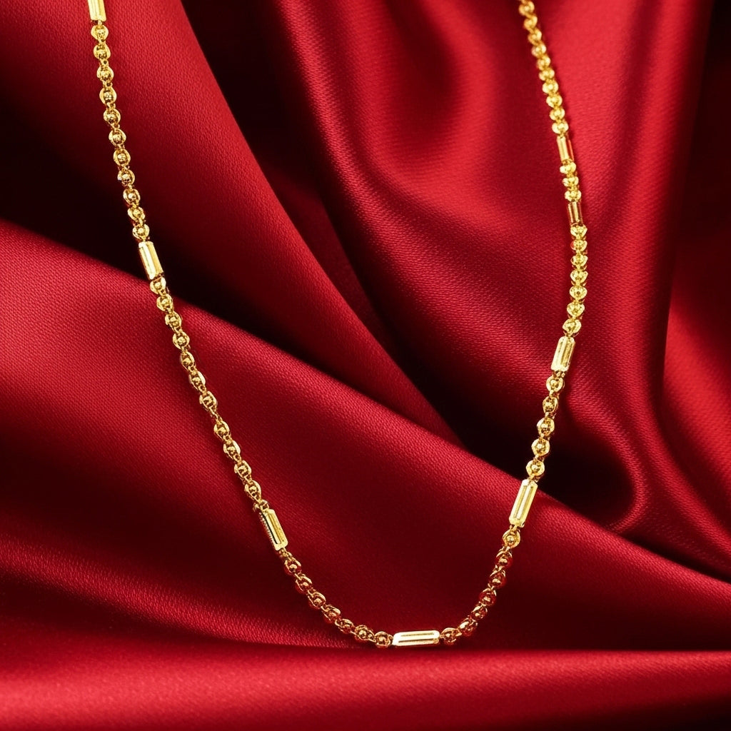 Elegant 22K gold-plated link chain necklace for men and women – diamond-cut finish, perfect for daily and festive wear