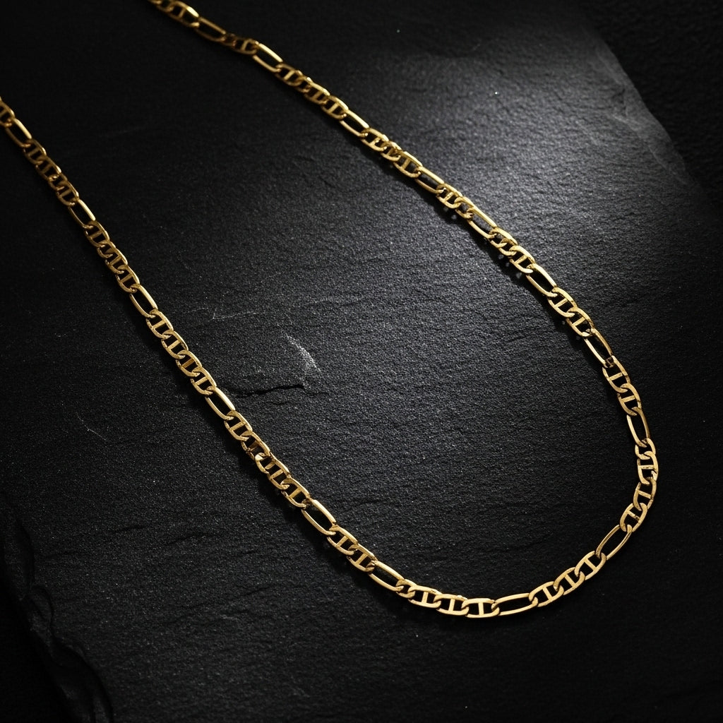 one gram gold plated figaro chain